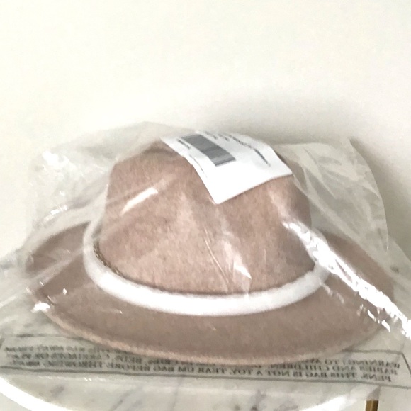 Anthropologie Wool Gold Tone Chain Link Trimmed Fedora Hat New With Tag - Picture 5 of 9
